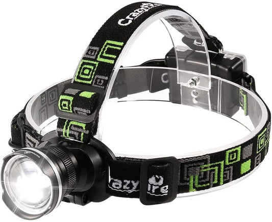 CrazyFire LED Headlamp, Super Bright Headlamp Headlight Flashlight, 3 Modes Zoomable Headlamps for Runing,Hiking,Camping,Fishing,Hunting(Black)