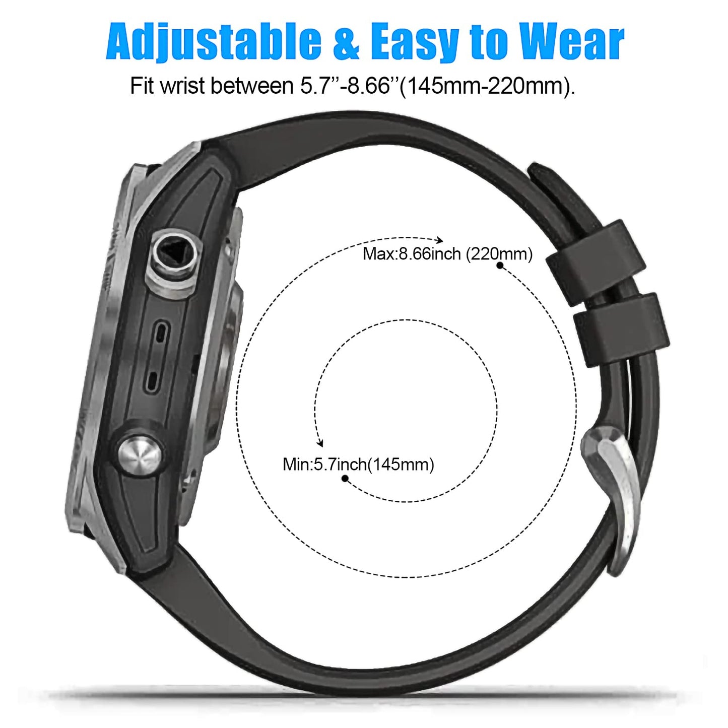 26mm Quick Fit Silicone Replacement Straps Compatible with Garmin Fenix 5X 7X Pro Bands Tactix 7 Pro Enduro 2 Fenix 7X Fenix 6X Pro Fenix 5X Plus Descent Mk2i Tactix Delta