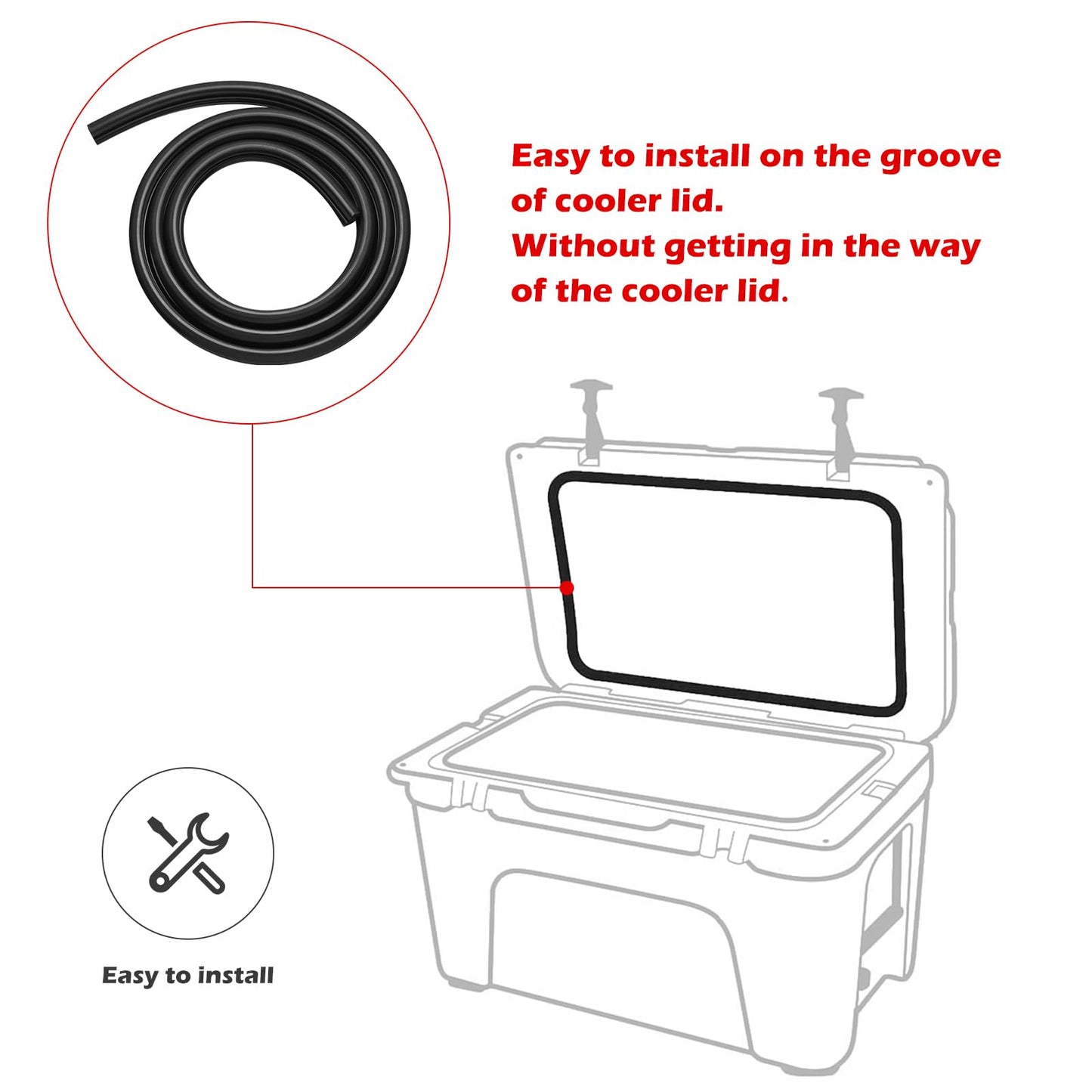 AQDD Freezer Gasket 6ft Premium Lid Gasket Replacement for yeti Cooler Gasket Replacement, Compatible RTIC 20qt or 45qt