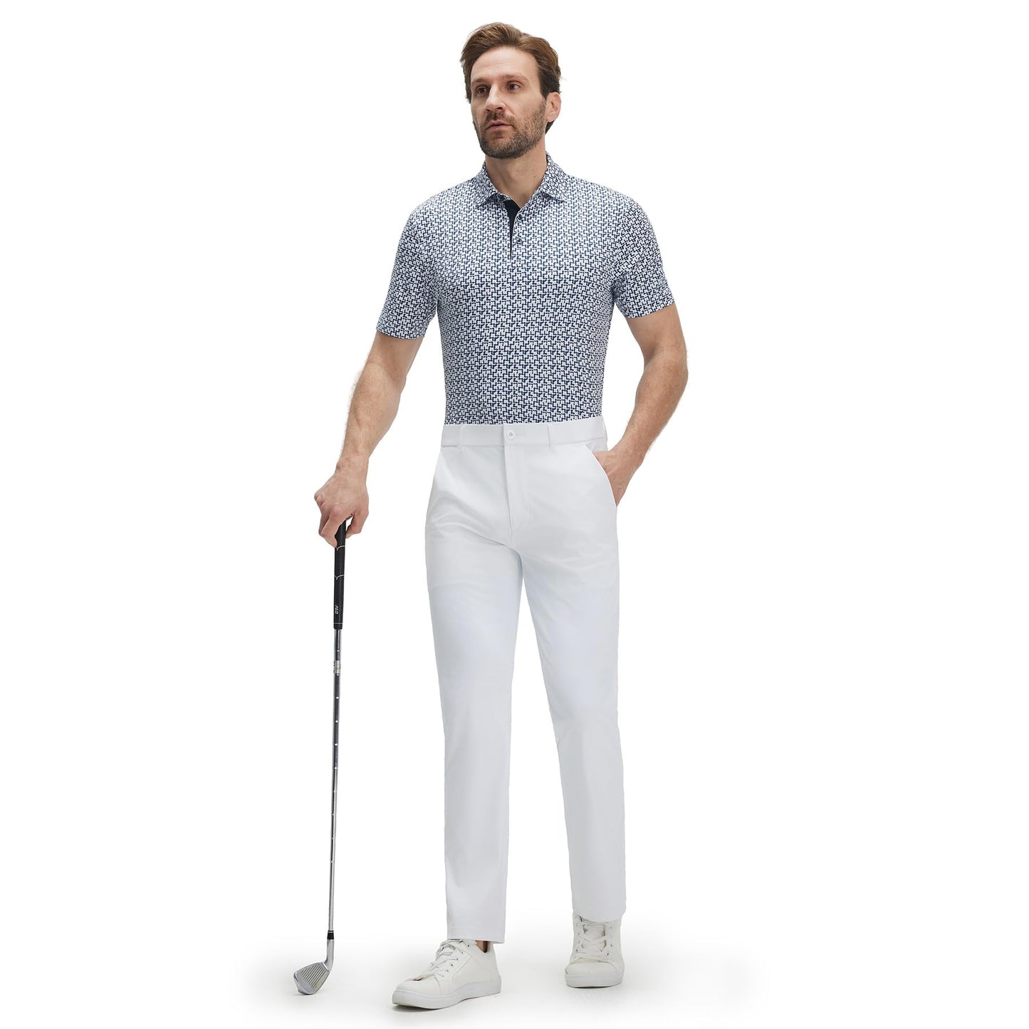 M MAELREG Polo Shirts for Men Quick Dry Fit Short Sleeve Performance Moisture Wicking Print Men’s Golf Shirts