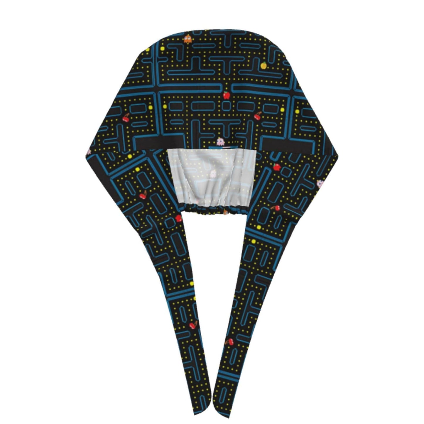Retro Video Game Pattern Working Cap Scrub Cap with Sweatband,Adjustable Fashion Elastic Bandage Tie Back Hat Headwear Printed for Women Men