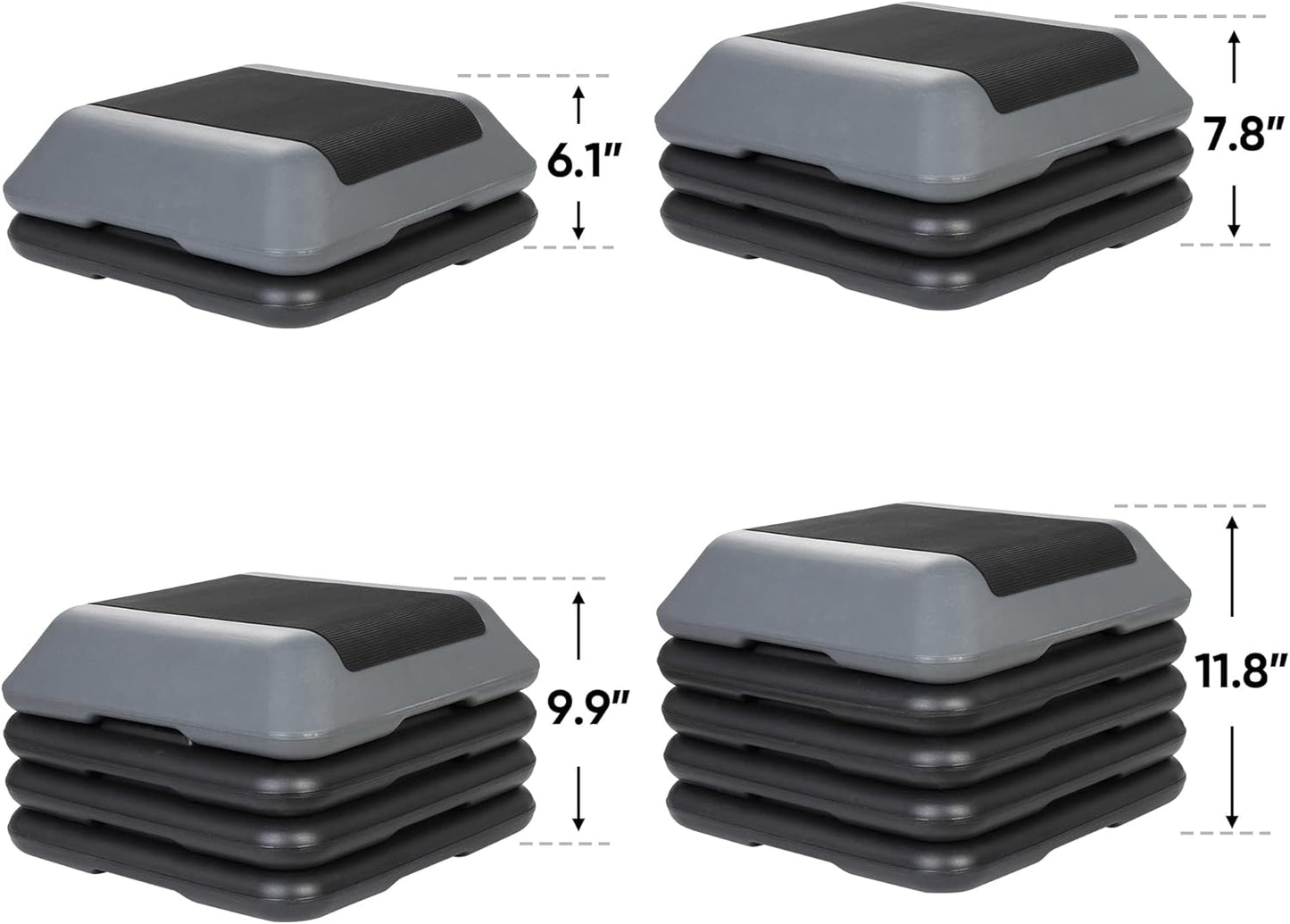 16 Inch Aerobic Step Platform - Adjustable Mini Exercise Stepper for Home Gym | Cardio Strength Training with 4 Risers