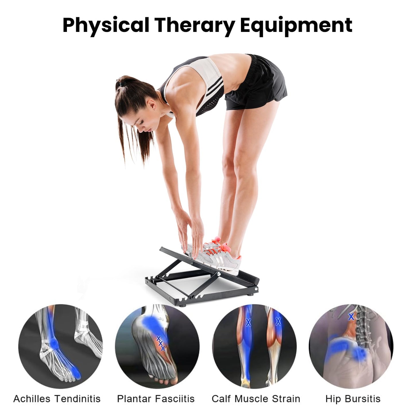 HoEase Steel Slant Board for Calf Stretching, Achilles Heel Stretcher Slant Board for Squats, Adjustable Ankle Stretcher, Incline Board for Calf Ankle and Foot Stretching, Calf Muscle Stretch Wedge.