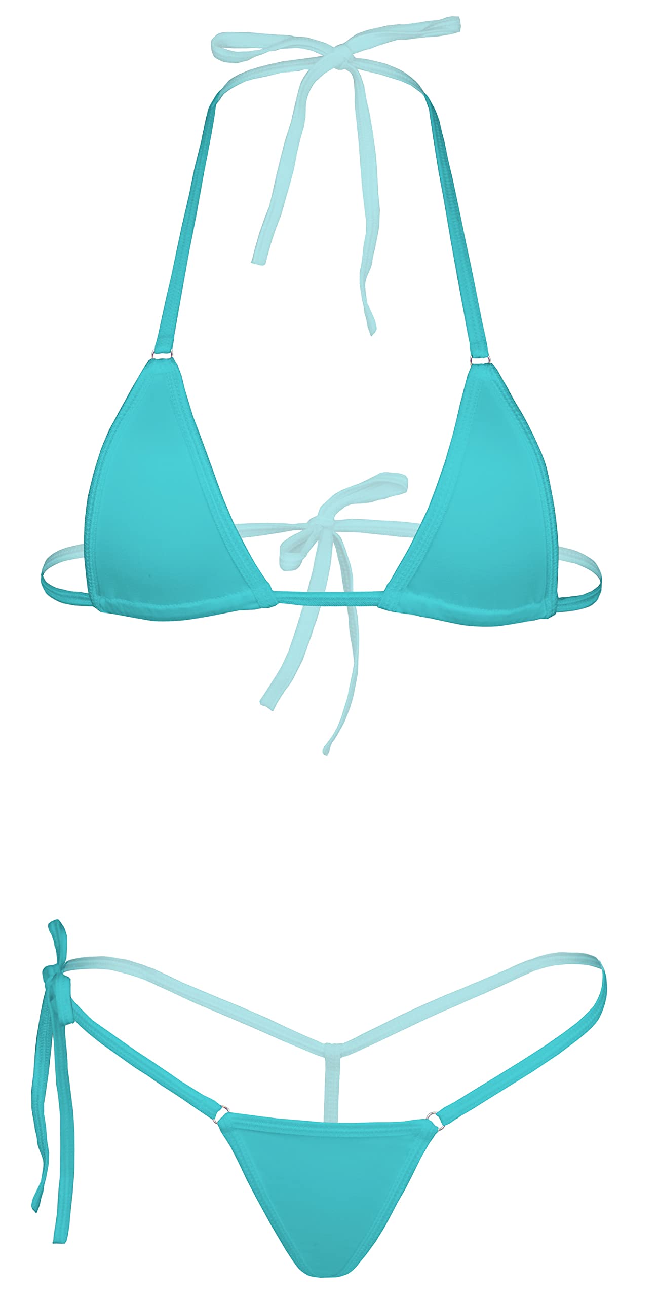 Dadress Extreme Sexy Mini Bikini Sets 2Pcs Swimwear G-String Bottom Swimsuit Micro Bikinis for Women Light Blue