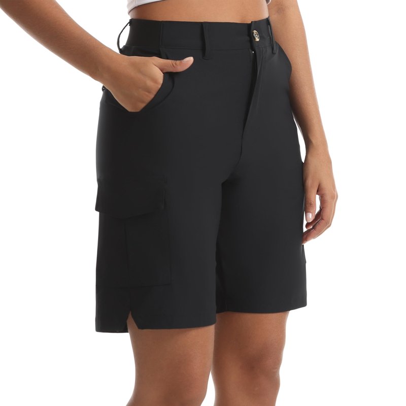 bepopotan Women's Quick-Dry Cargo Shorts - Lightweight Hiking Shorts with 5 Pockets for Athletic Golf Travel Work (Black XL)