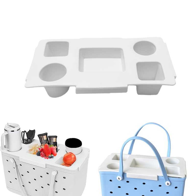 Top Cup Phone Holder Tray Storage Lid for Stanley Compatible with Bogg Bag XL Cover, Cup Organizer Holder Waterproof Silicone Multifunctional Storage Box for Outdoor Beath Camping Travel (Gray, XL)