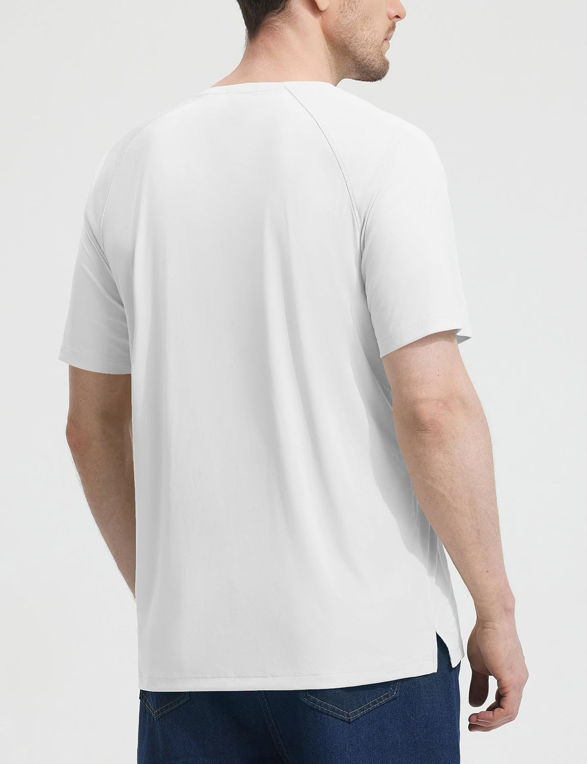 baleaf Men's Short Sleeve Sun Shirts UPF 50+ Quick Dry White L
