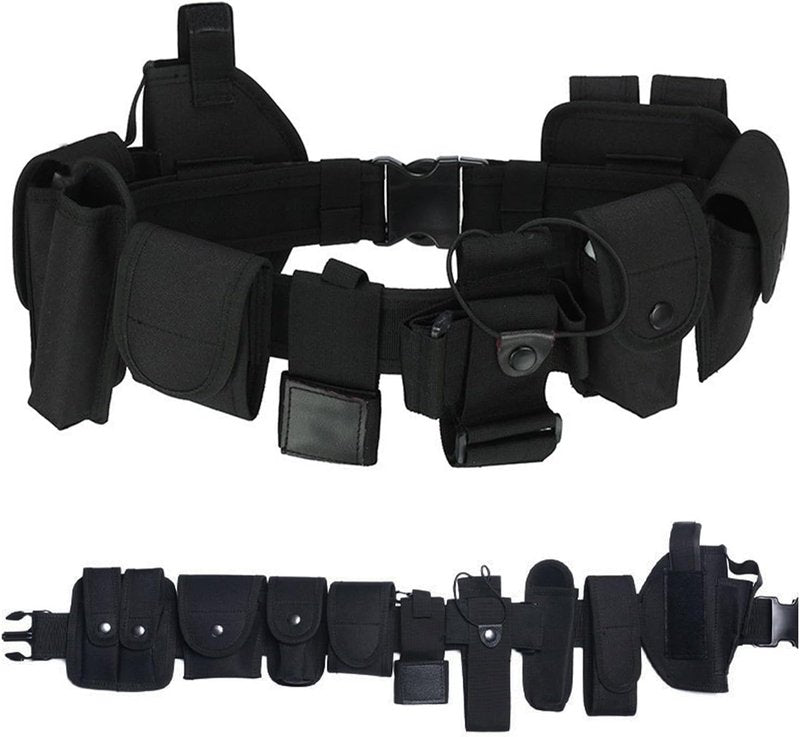 Tactical Duty Belt - 10-in-1 Military Security Belt with Pouches | Adjustable Size & Durable Design