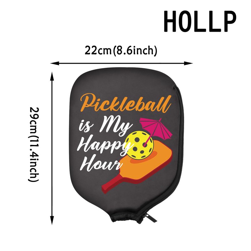HOLLP 2PC Pickleball Paddle Covers Pickleball is My Happy Hour Pickleball Racket Bag Gift For Pickleball Players (My Happy Hour)