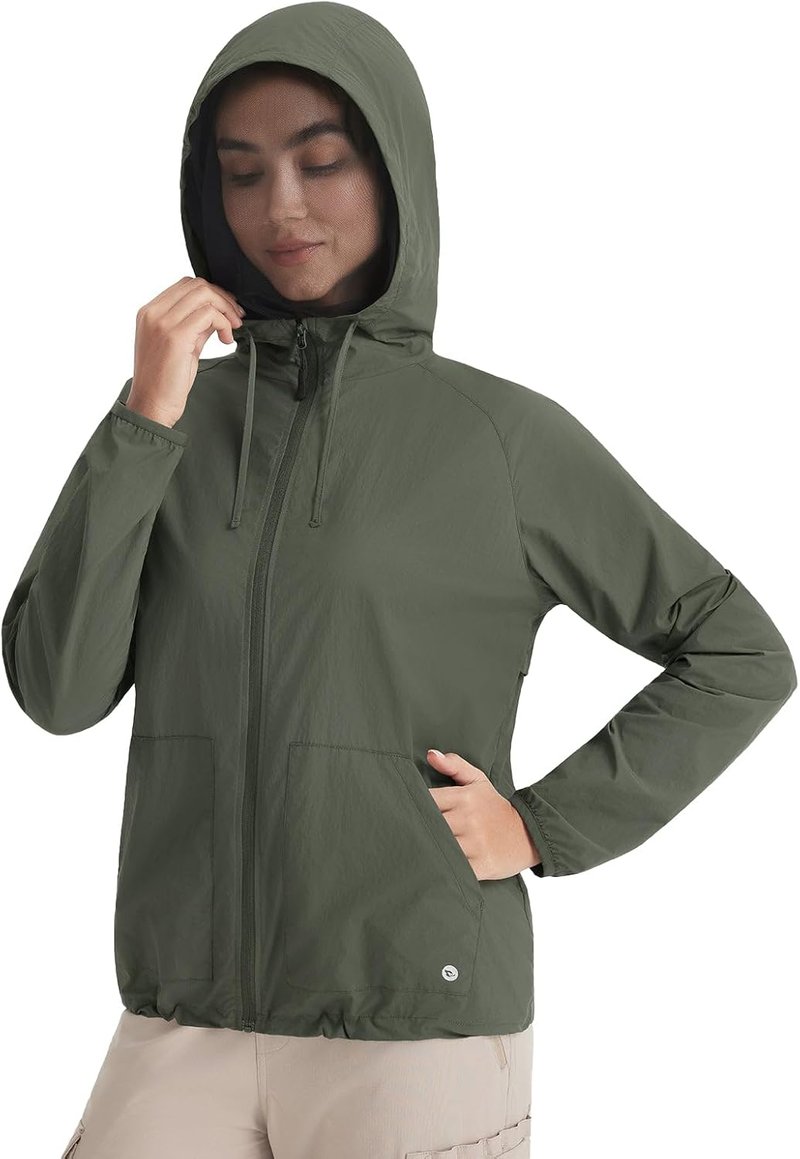 Baleaf Women's Lightweight Sun Jacket - UPF 50+ Long Sleeve Hiking Hoodie | 2 Pockets, Mosquito Protection