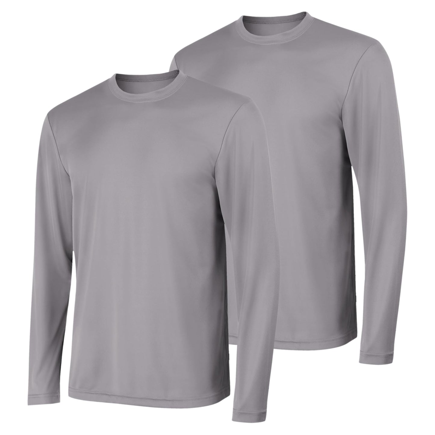 Hanes Men's Long Sleeve Cool DRI T-Shirt UPF 50+, Graphite, Large (Pack of 2)