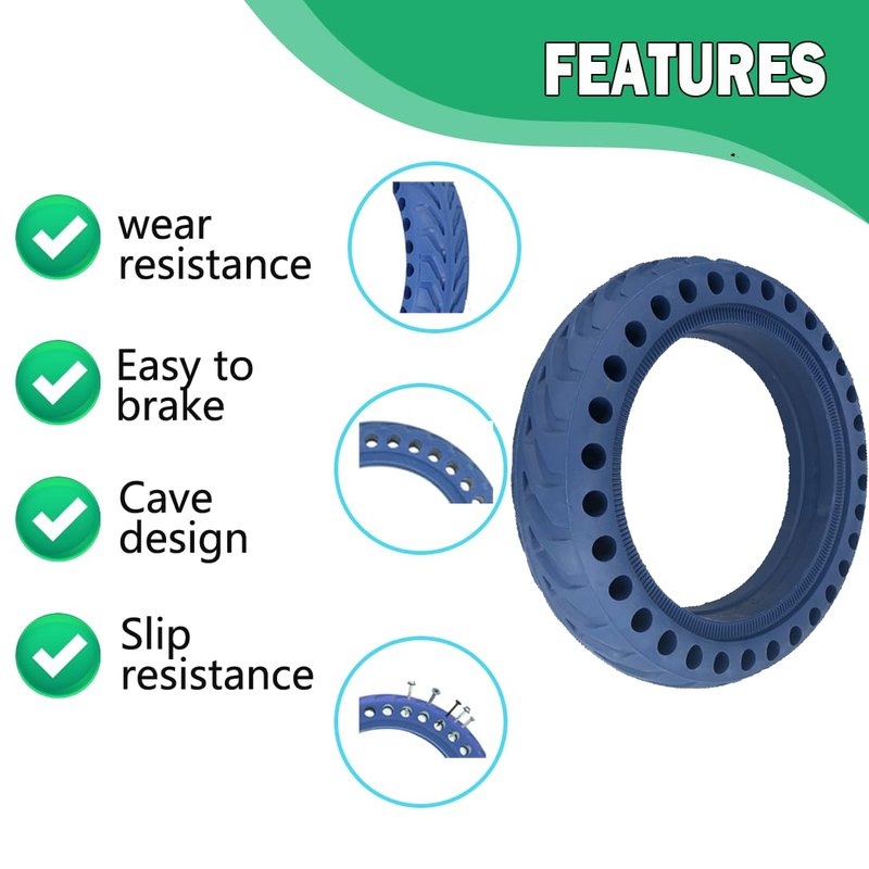 8.5x2 Inch Electric Scooter Solid Wheels, 50/75-6.1 Rubber Replacement Tyre for Gotrax GXL V2/XR/APEX & Xiaomi M365/M365 Pro/1S/Pro 2 & All 8.5" Scooters, Never Puncture Blue(2PCS)