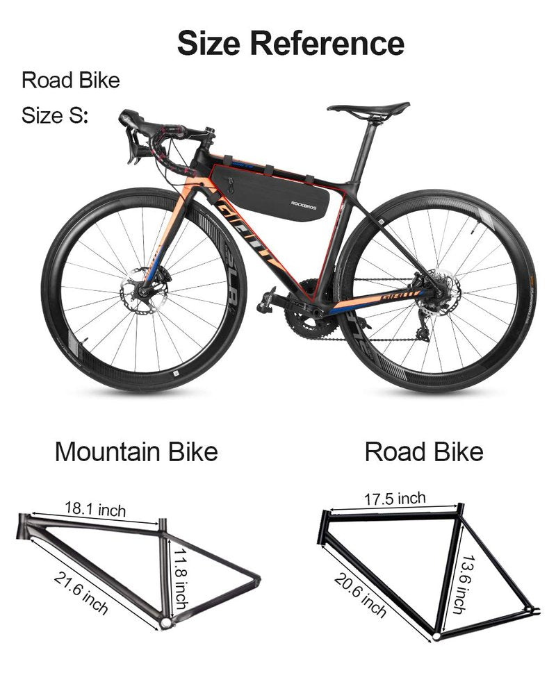 ROCKBROS Bike Frame Bag Waterproof Bike Triangle Bag Bicycle Under Top Tube Bag Corner Pouch Storage Bag Approx. 3 Litres for Cycling Accessories