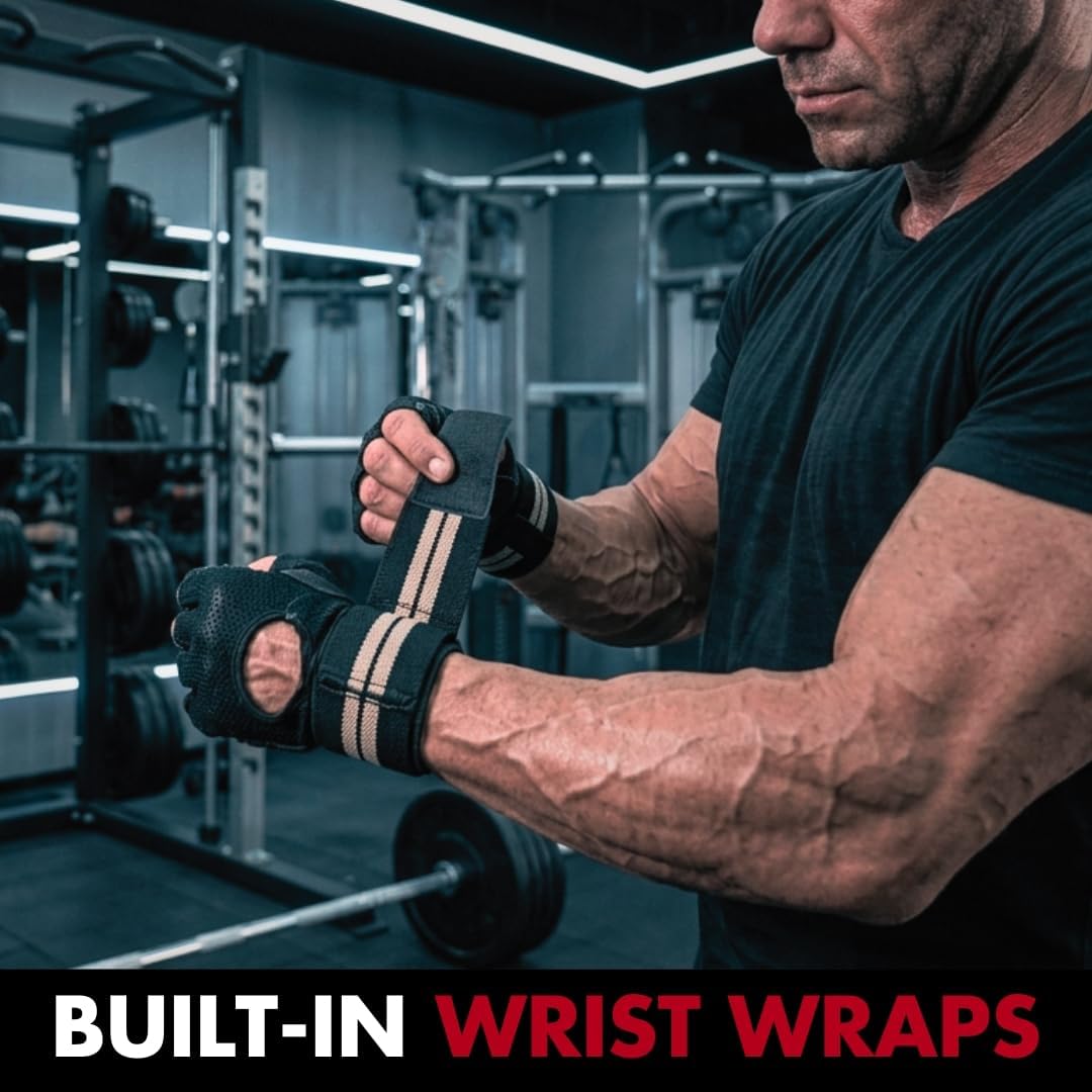 Fit Active Weight Lifting Gloves with Wrist Wraps - Ventilated Gym Workout Gear for Men & Women