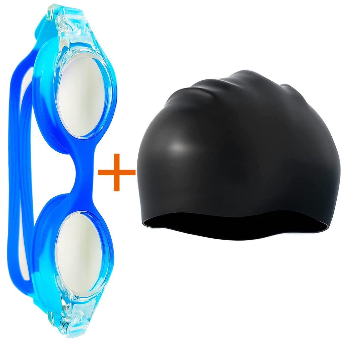 ZHUYNXIR Kid Swim Goggles and swim cap, Swimming Goggles with anti-fog function for boys and girls 3-14 ages. (color : Light blue+dark blue)