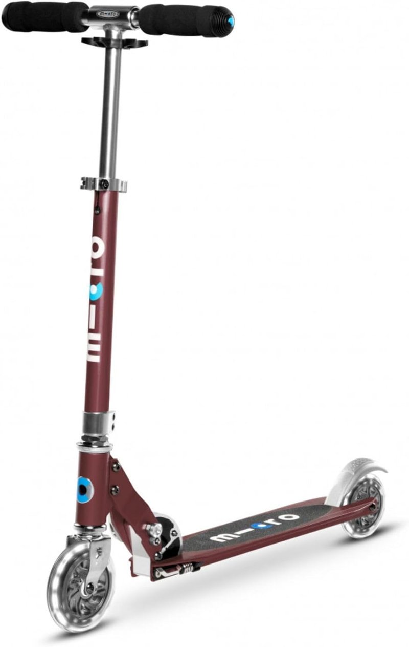 Micro Kickboard Sprite LED Scooter - Lightweight 2-Wheeled Design | Foldable, Light-Up Wheels for Kids & Teens, Autumn Red
