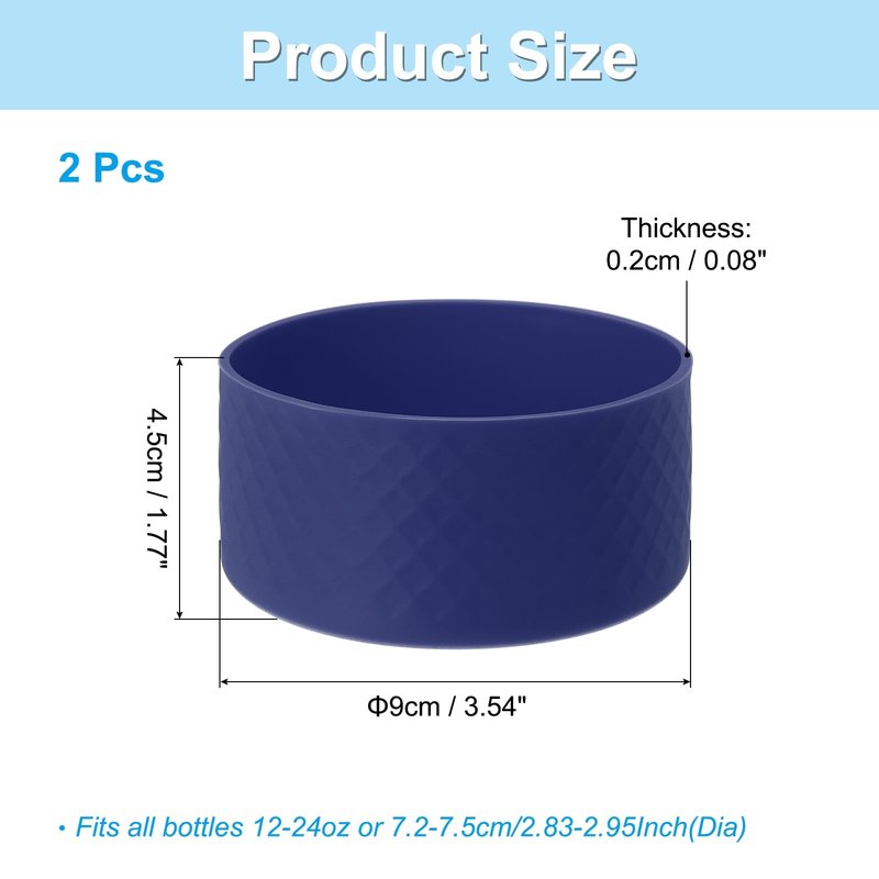 PATIKIL Silicone Water Bottle Boot, 2 Pcs 4 Inch Water Bottle Protective Sleeves 32-40 oz Anti-Slip Bottom Cover Sleeve Accessory Protector for Sports Water Bottles, Blue