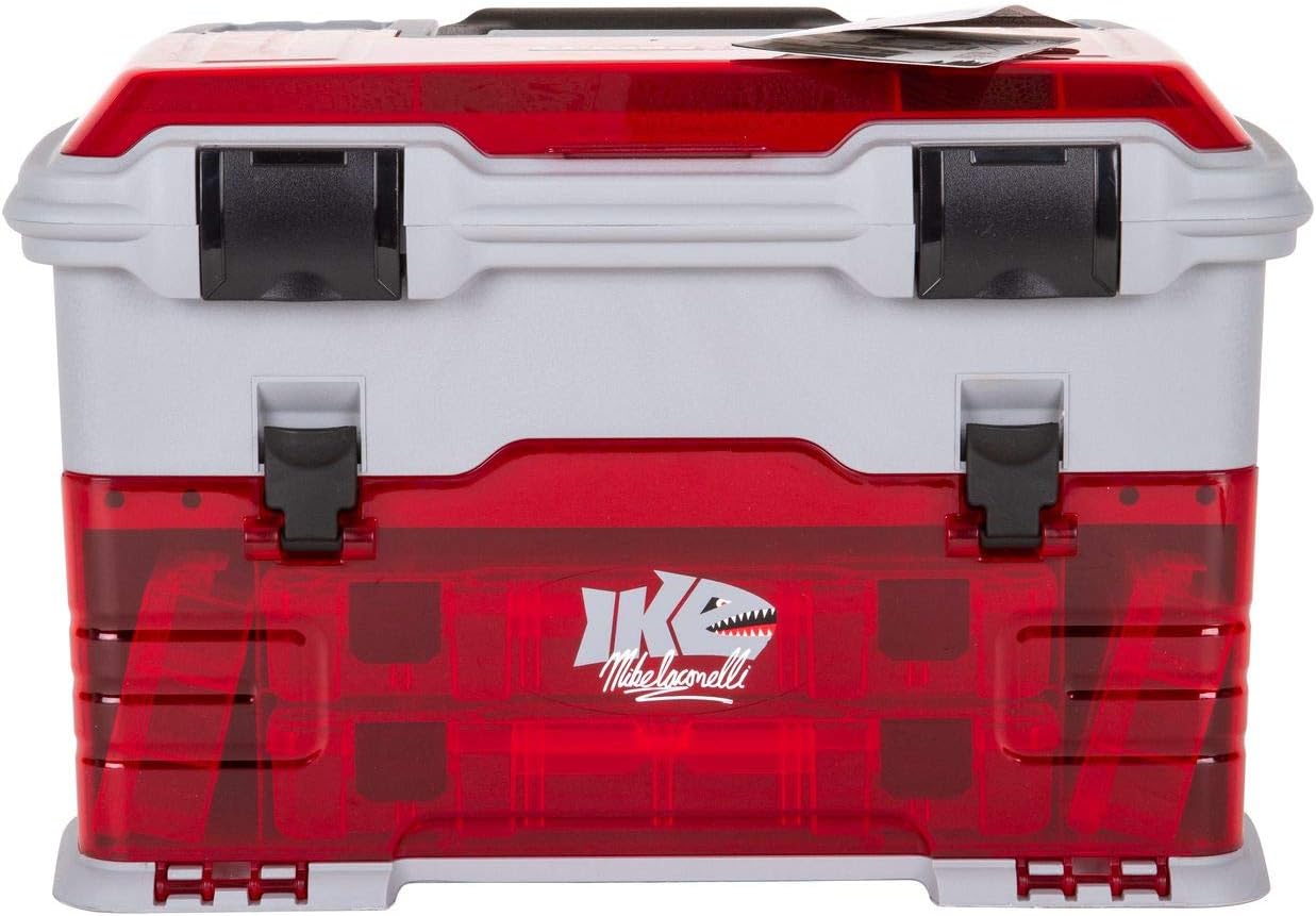 Flambeau Outdoors T5PW "IKE" Tackle Box - Fishing Organizer with Tuff Tainer Boxes & Zerust Anti-Corrosion | Translucent Red/Gray