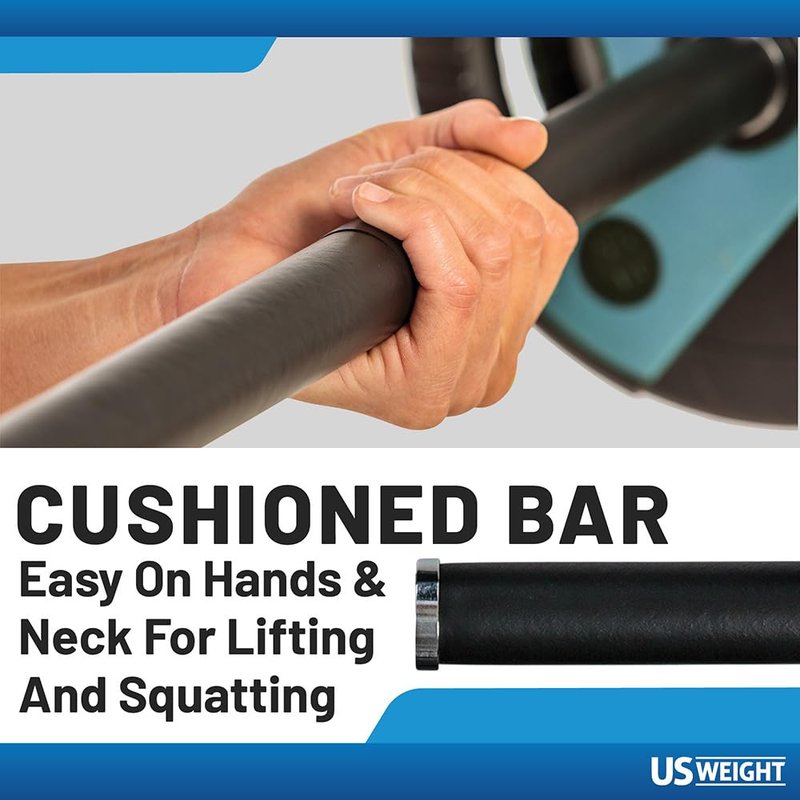 US Weight 54 LB Perfect Barbell Weight Set for Home Gym with 55” padded Bar, Adjustable Weights for Exercise, Lifting and to Build Muscle