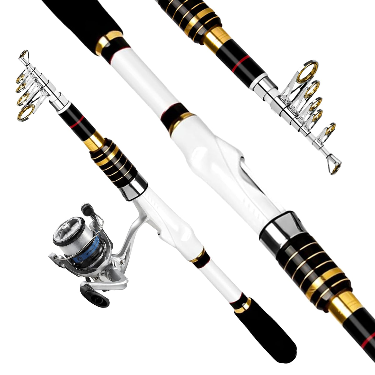 Telescopic Fishing Rod and Reel Combo, 2PCS Collapsible Fishing Pole with Spinning Reel Lures and Carrier Bag for Saltwater Freshwater Bass Fishing Gear