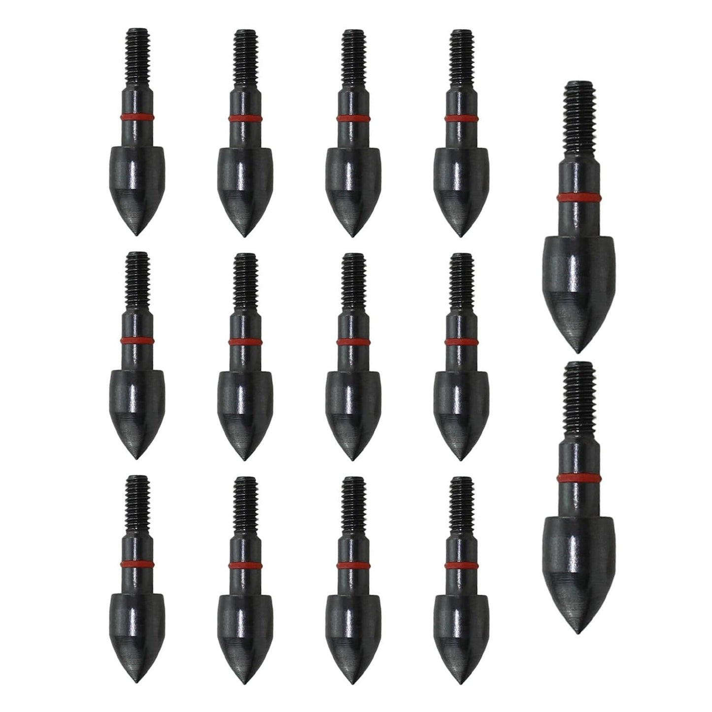 Bxian 14PCS 5/16 Inch Screw in Bullet Archery Arrow with Rubber O Ring 100 Grain Archery Accessories Metal Material for Recurve Compound Bow and Crossbow Hunting Shooting