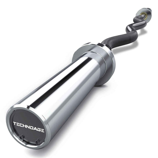 TECHNOAGE Olympic EZ Curl Bar, 47" Curl Bar(500LBS Capacity) 20LB Full Black Solid Chrome Barbell with Copper Sleeve and Bearing for 2-inch Plates
