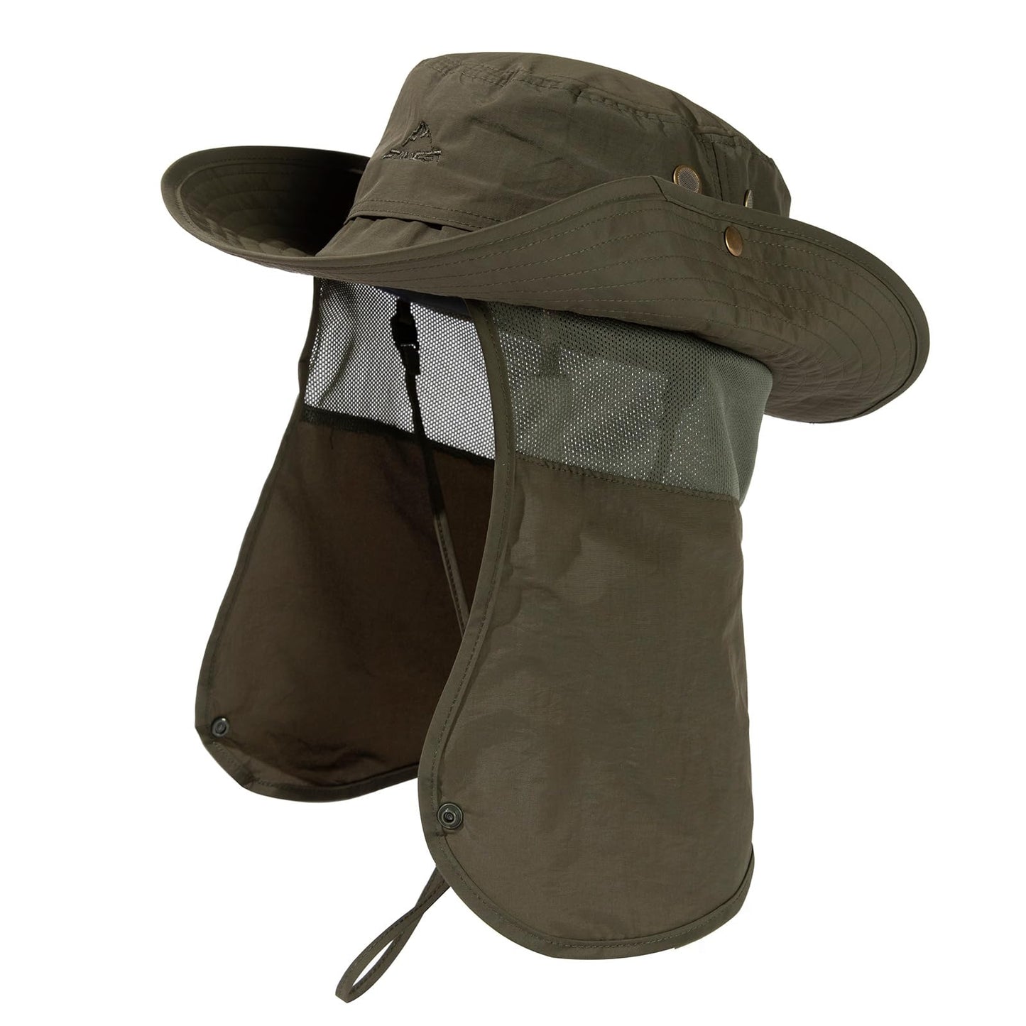 Comhats UPF 50+ Wide Brim Sun Hat with Neck Flap for Men, Army Green M/L