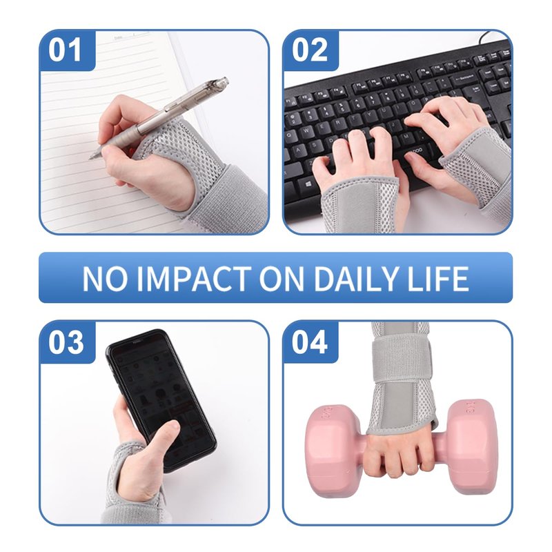 Carpal Tunnel Wrist Brace, Ergonomic Night Support Hand Brace with 1 Rigid Metal Splint and 1 Flexible Plastic Splint for Arthritis & Tendonitis Relief, Hand Splint Stabilizer for Men Women (Right Hand, Gray, Medium)