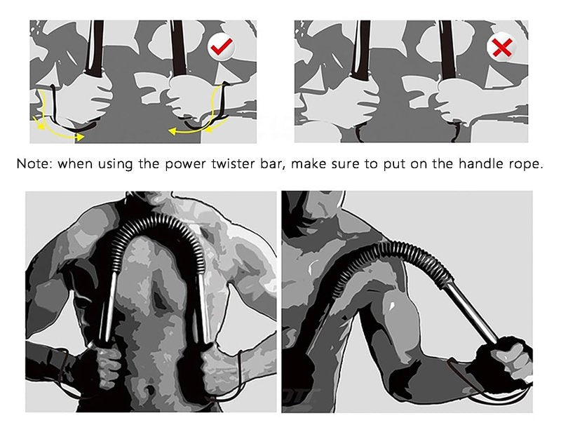 HAOYING Gold Power Twister Bar Arm Shoulder Upper Body Chest Builder Strengthener Spring Exercise Bicep Blaster(110 kg - 242 lbs)