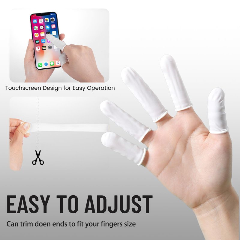 Professional Rubber Finger Cots - Textured Grip & Latex-Free Finger Tip Protectors for Counting Money, Handling Paper, Reusable Protective Guards 2.67" x 0.98", Labor Protection Finger Guards (300PCS)