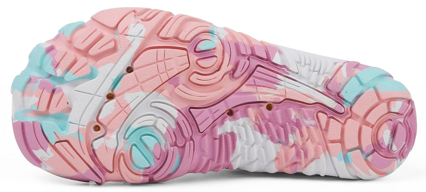 ANYUETE Kids Water Shoes Boys Girls Quick Dry Aqua Socks Barefoot Beach Pool Swim Pink 13 Little Kid