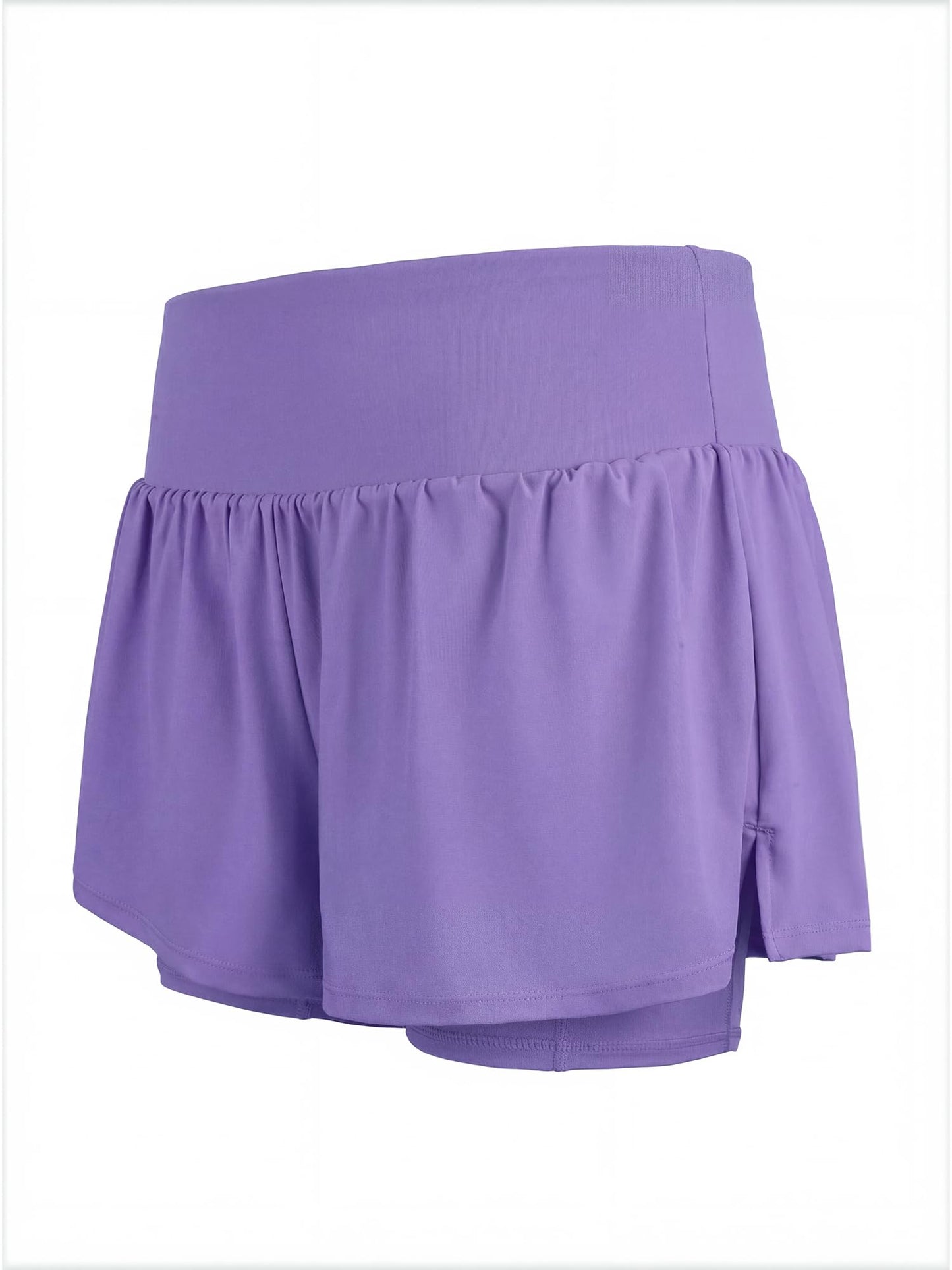 Stelle Women 2 in 1 Running Shorts Flowy Athletic Short High Waisted Workout Tennis Gym Short with Liner Pockets (Lavender, M)