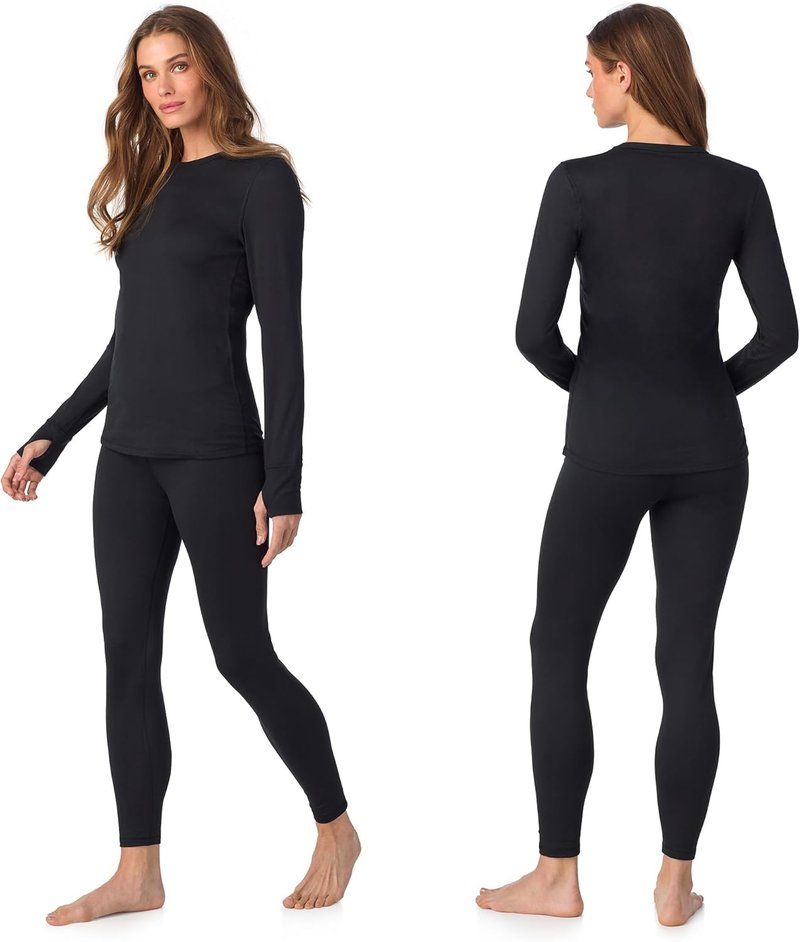 Cuddl Duds Women's Thermal Set | Heavyweight Fleece Lined Long Sleeve Top & Leggings for Cold Weather