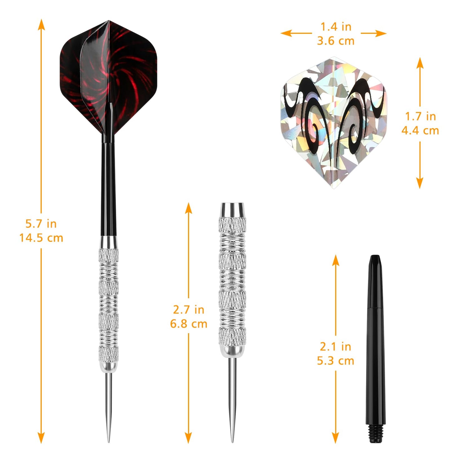 Accmor Metal Tip Darts, Steel Tip Darts, 14 Grams Professional Metal Darts, Darts Metal Tip Set, Metal Darts for Dartboard, 18 pcs ﻿