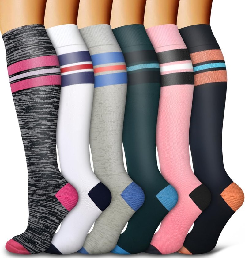 Compression Socks for Men & Women - 6 Pack Copper Support for Circulation | Ideal for Running, Nursing, and Athletics