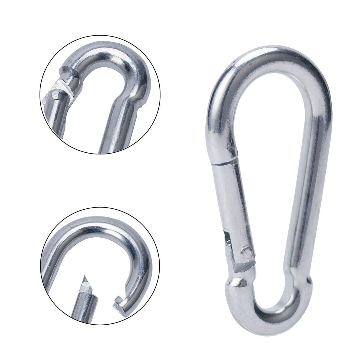 3 Inch Carabiner Clip Spring Snap Hook Heavy Duty 6pcs M8x80mm for Fitness Hammock Swing Camping Hiking