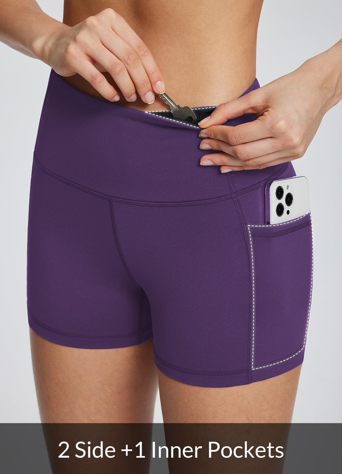 baleaf Gym Shorts Women 3" Biker Workout Yoga Spandex Running Volleyball Tummy Control Compression with Pockets Green XS