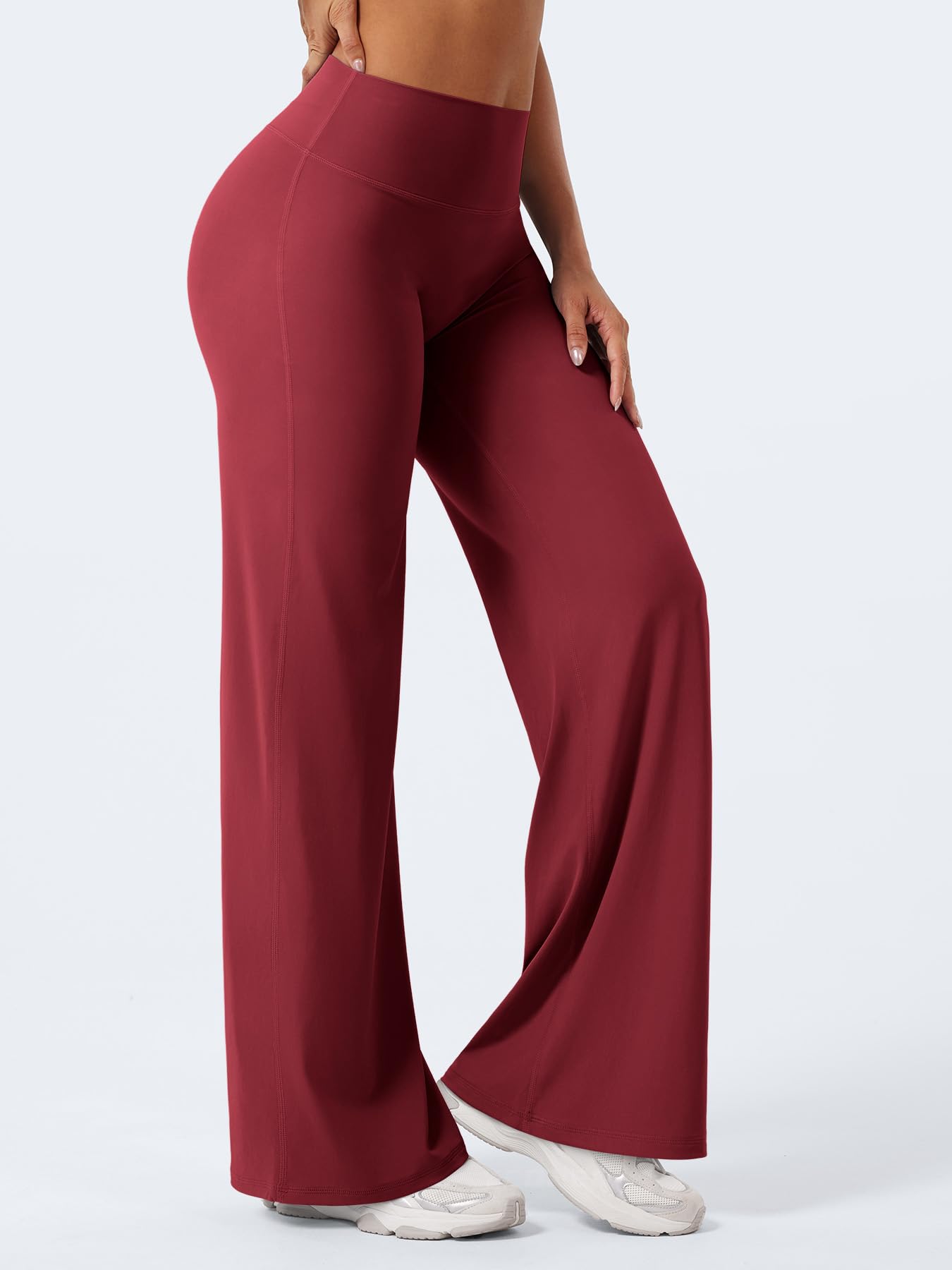 YEOREO Workout Leggings Womens No Front Seam Straight Leggings 31.5" High Waist Buttery Eddiy Gym Yoga Pants Ancora Red S