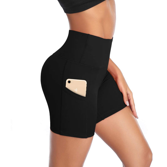 DAYOUNG Women Yoga Shorts High Waist Tummy Control Workout Biker Running Athletic Compression Short with Pockets Y27-Black-XL