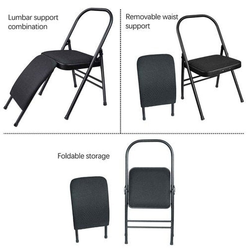 VEOCORE Yoga Chair, Yoga Auxiliary Chair with Lumbar Back Support, Relieve Back Pain Chair Foldable Yoga Chair for Balance Training, Abs & Core, Balance Handstand, Flexibility