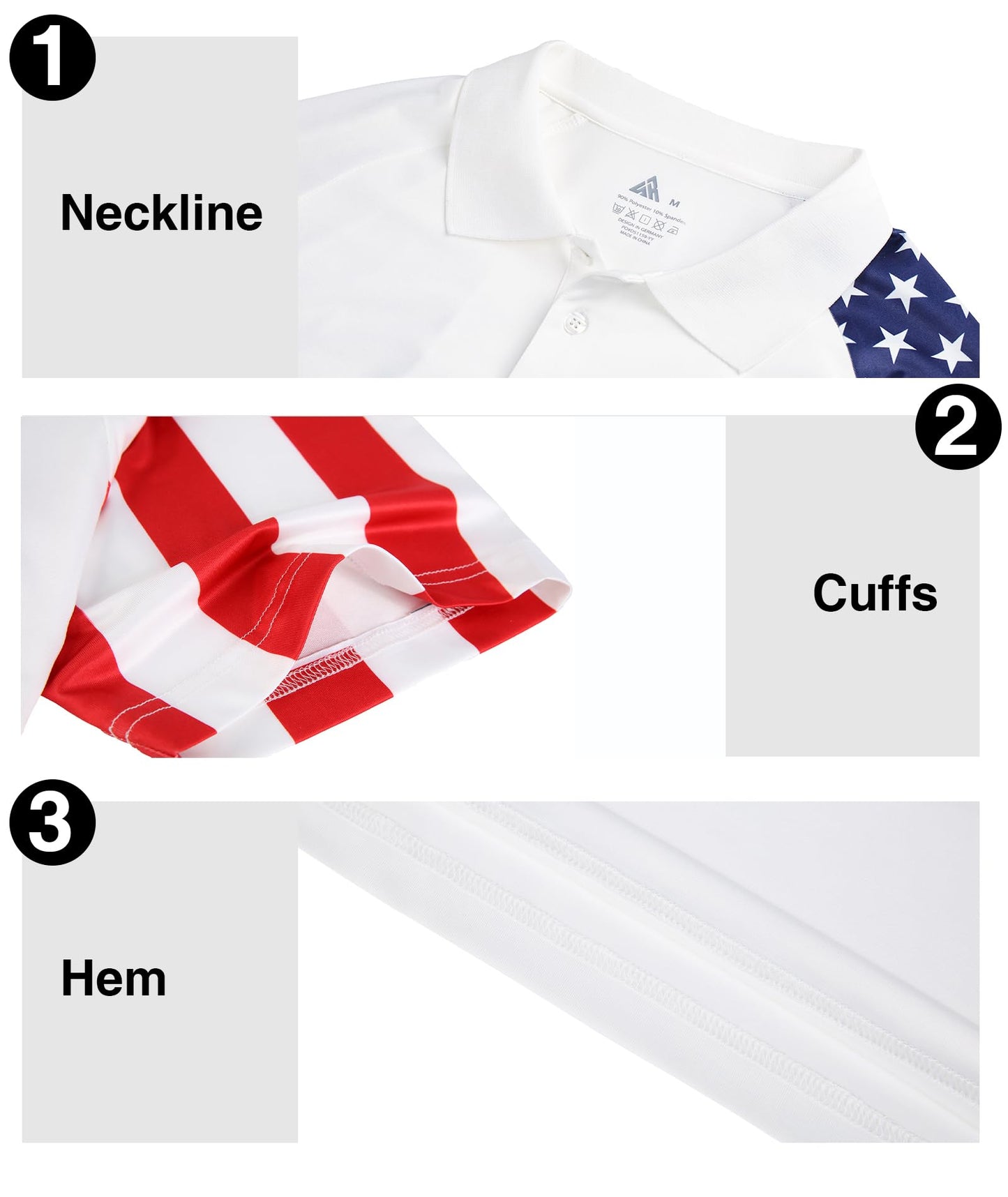 ZITY Men's Flag Golf Polo Shirts Short Sleeve Tactical Collared Shirt Men Outdoor Moisture Wicking Shirts White Medium