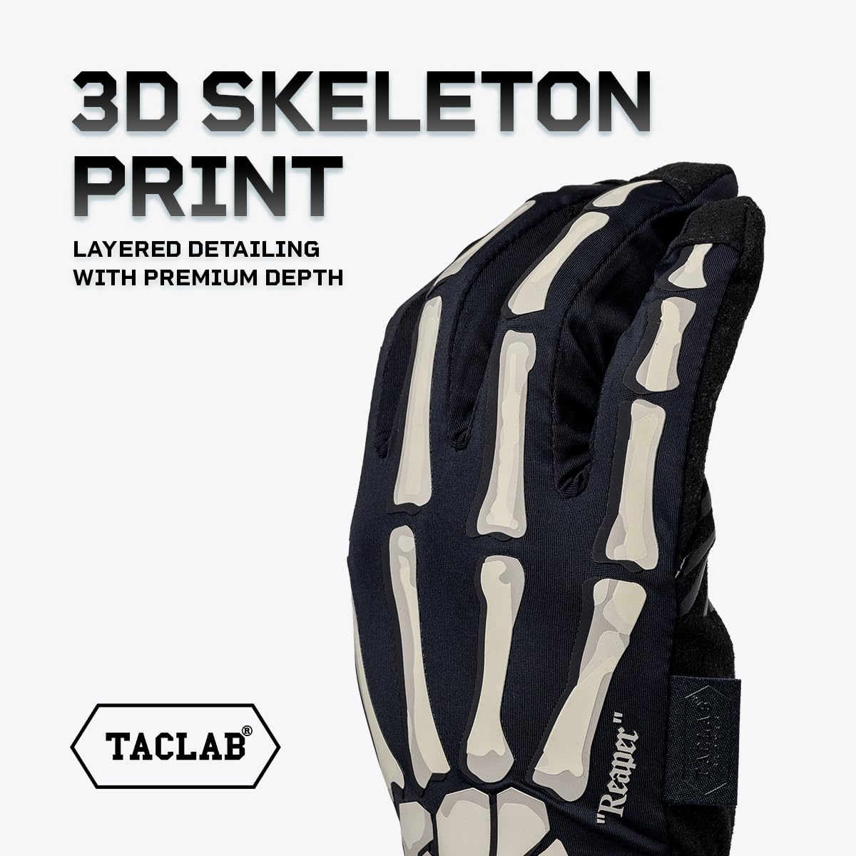 TACLAB Reaper Skeleton Gloves - Thin and Lightweight for Summer, Airsoft, Paintball, Cycling, Motorcycle, Multipurpose (Dark, L)