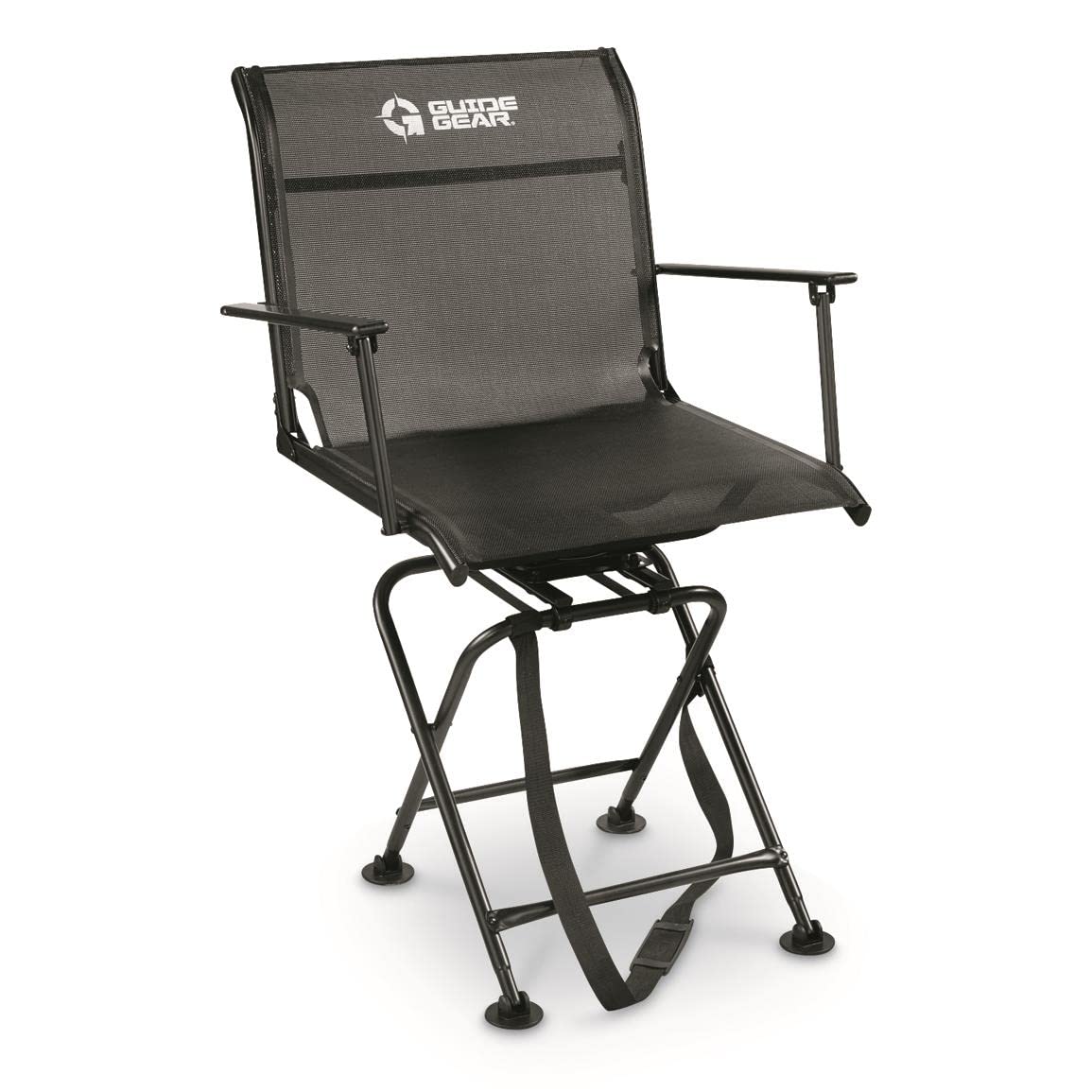 Guide Gear Big Boy Hunting Blind Chair with Armrests, Portable Folding Seat for Shooting, Comfortable Spin Swivel, 500-lb. Capacity