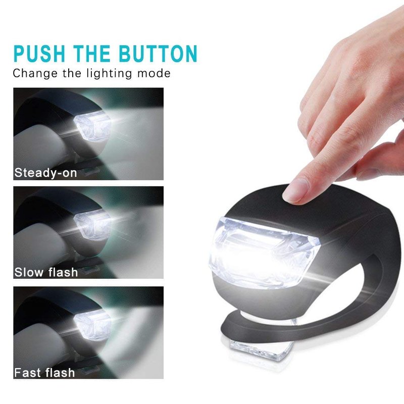 Bestlsy Set of 6 Bike Lights Front and Back, LED Clip-On Silicon Bicycle Lights with Waterproof Silicone Housing, Multi-Purpose Water Resistant Headlight