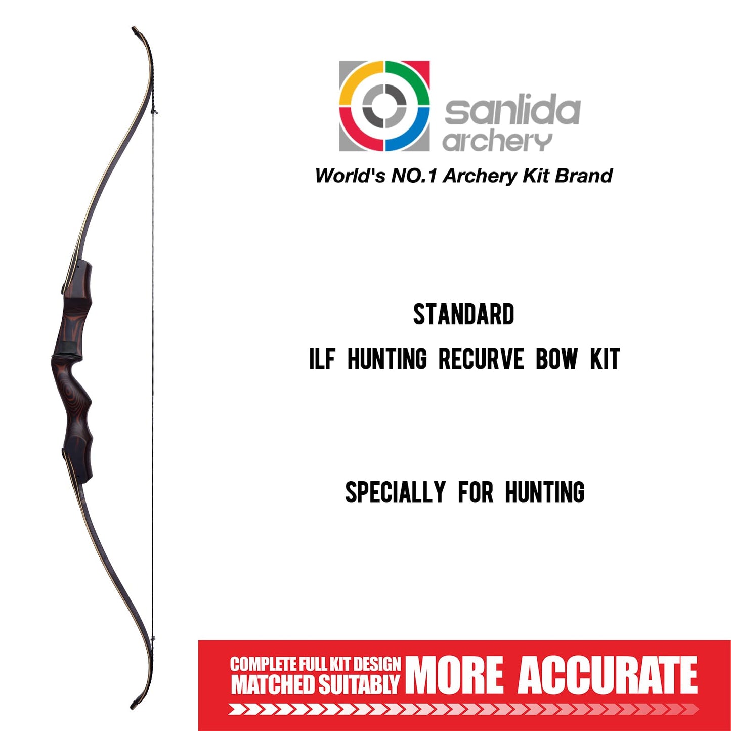 New Sanlida Hermit X8 Standard ILF Takedown Hunting Recurve Bow for Adults and Hunters, 62 Inch Wooden Recurve Bows Package for Outdoor, Hunting and Practice 25-60Lbs RH Only (30Lbs)