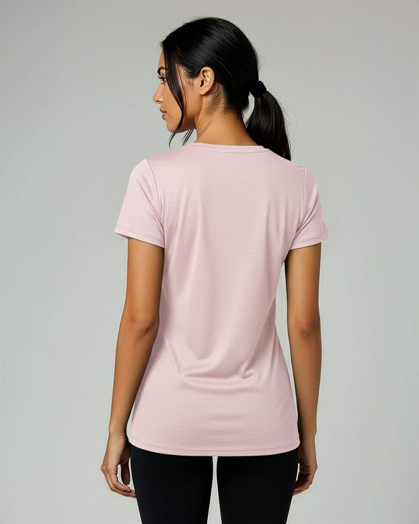 Real Essentials 5 Pack: Women's Dry-Fit Short Sleeve V Neck T Shirt Workout Fitness Yoga Top Tee, Set 14, XL