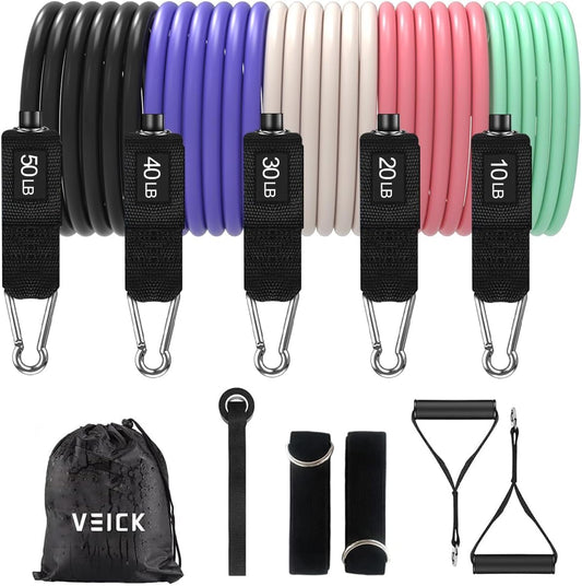 VEICK Resistance Bands, Exercise Bands, Workout Bands, Resistance Bands for Working Out with Handles for Men and Women, Exercising bands for Fitness Weights Work out at Home