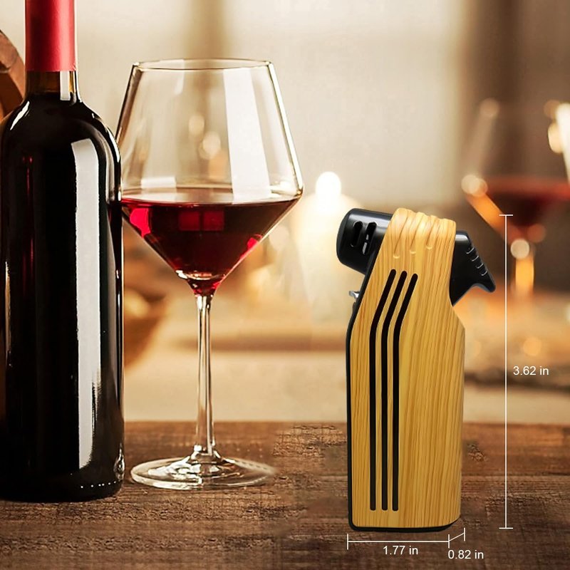 Multifunction Lighter 4 in 1 Lighters Butane Reusable Angled Soft Flame Candle Lighter (Wood grai)