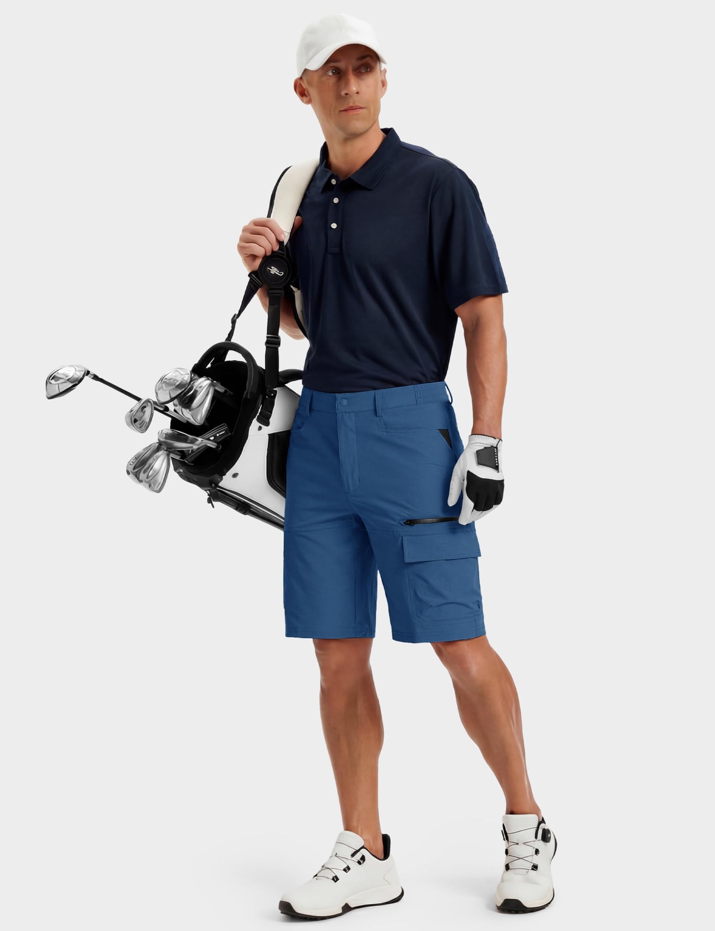 TACVASEN Mens Hiking Cargo Shorts Lightweight Quick Dry Summer Casual Dress Shorts with Zipper Pockets Golf Hiking Work Blue Grey 40