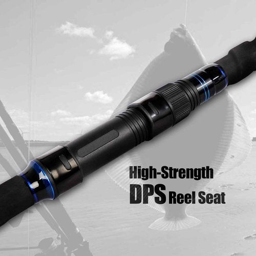 Fiblink Surf Spinning Fishing Rod 2-Piece & 3-Piece & 4-Piece Carbon Fiber Travel Fishing Rod with Noctilucent Tips (12' - 2Pcs - Blue)